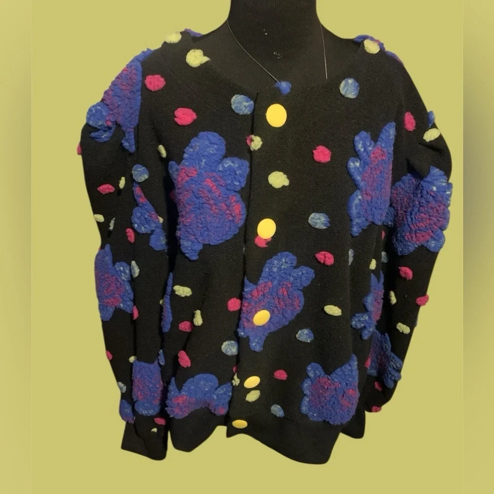 Fashion Nova 5X Teddy Jacket with Playful colorful abstract floral fuzzy Design - Picture 4 of 12